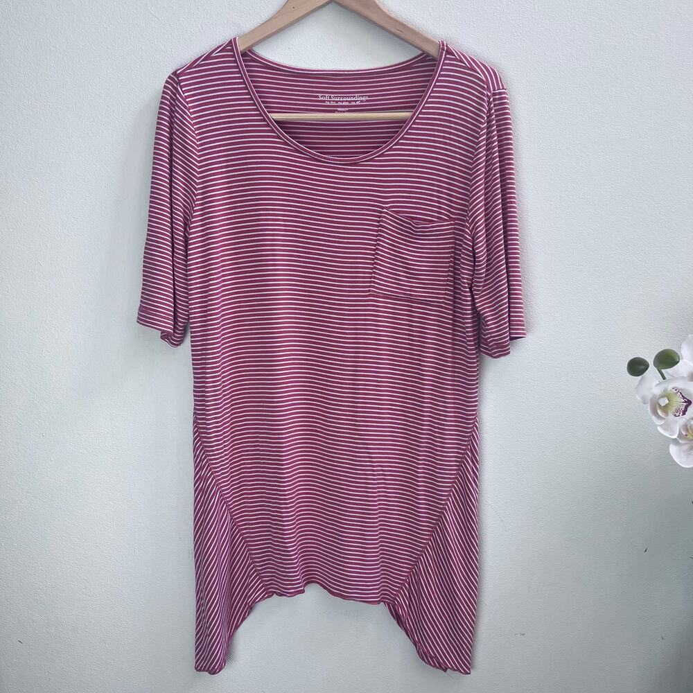 Soft Surroundings Terra Orange &‎ White Striped Tunic Women's Size Medium